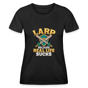 LARP RPG Rollenspieler - Frauen Funktions-T-Shirt - Schwarz - Vorne - AI Model Female 172 light (172cm)