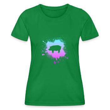 Pig - Women's Functional T-Shirt - kelly green - Front - AI Model Female 172 dark (172cm)