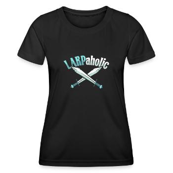 Larp Larpaholic RPG Role-playing Game Design for A - Women's Functional T-Shirt - black - Front - AI Model Female 172 light (172cm)
