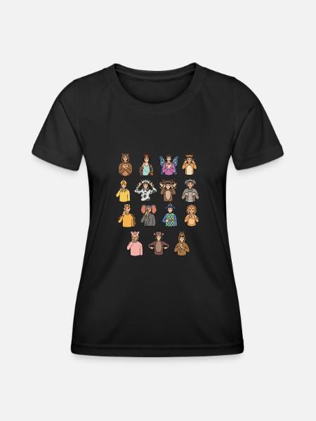 Tiere Asl Handgeste Taub Hörverlust - Frauen Funktions-T-Shirt - Schwarz