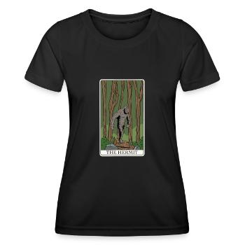 Carte de Tarot Bigfoot « L’Ermite » pour un - T-shirt sport Femme - noir - Devant - AI Model Female 172 light (172cm)