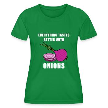 Zwiebelliebhaber, ironisches Sprichwort, - Frauen Funktions-T-Shirt - Kelly Green - Vorne - AI Model Female 172 dark (172cm)