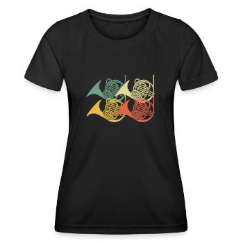 Waldhorn Waldhornspieler Waldhornist - Frauen Funktions-T-Shirt - Schwarz - Vorne - AI Model Female 172 light (172cm)