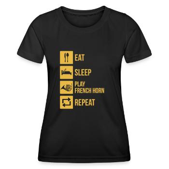 Waldhorn Waldhornspieler Waldhornist - Frauen Funktions-T-Shirt - Schwarz - Vorne - AI Model Female 172 light (172cm)