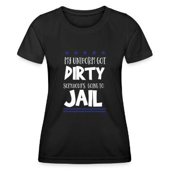 Costume d’uniforme de policier - T-shirt sport Femme - noir - Devant - AI Model Female 172 light (172cm)