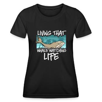 Walbeobachtung, Meeresbiologie, Meereswissenschaft - Frauen Funktions-T-Shirt - Schwarz - Vorne - AI Model Female 172 light (172cm)