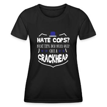 Costume d’uniforme de policier - T-shirt sport Femme - noir - Devant - AI Model Female 172 light (172cm)
