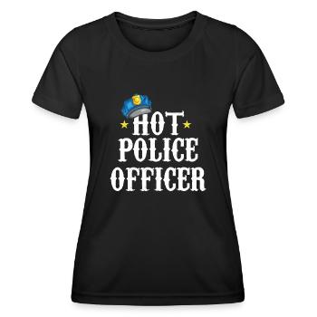 Costume d’uniforme de policier - T-shirt sport Femme - noir - Devant - AI Model Female 172 light (172cm)