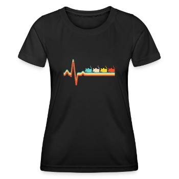 Maus Retro Herzschlag - Frauen Funktions-T-Shirt - Schwarz - Vorne - AI Model Female 172 light (172cm)