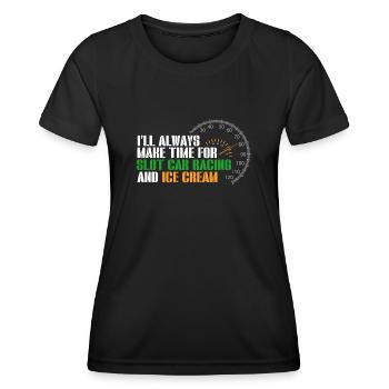 Slotcar-Rennen - Frauen Funktions-T-Shirt - Schwarz - Vorne - AI Model Female 172 light (172cm)