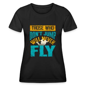 Fallschirmspringen, Fallschirmspringer - Frauen Funktions-T-Shirt - Schwarz - Vorne - AI Model Female 172 light (172cm)