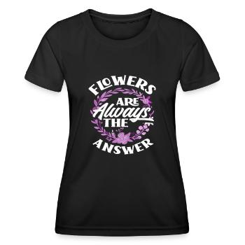 Fleuriste fleuriste Dicton - T-shirt sport Femme - noir - Devant - AI Model Female 172 light (172cm)