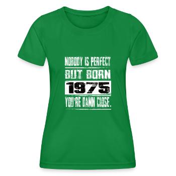 Personne n’est parfait mais né en 1975 - T-shirt sport Femme - vert - Devant - AI Model Female 172 dark (172cm)