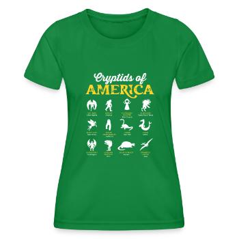 Cryptids of America Cryptozoology Mythical - Women's Functional T-Shirt - kelly green - Front - AI Model Female 172 dark (172cm)