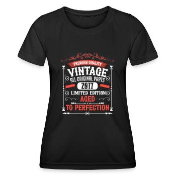 2017 Année de naissance Né Anniversaire Vintage - T-shirt sport Femme - noir - Devant - AI Model Female 172 light (172cm)