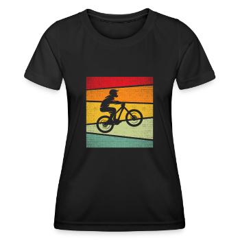 Vélo de montagne Rétro - T-shirt sport Femme - noir - Devant - AI Model Female 172 light (172cm)