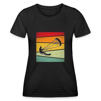 kite surfen retro - Frauen Funktions-T-Shirt - Schwarz - Vorne - AI Model Female 172 light (172cm)