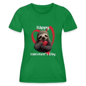 Faultier Faultiere Happy Valentines Day - Frauen Funktions-T-Shirt - Kelly Green - Vorne - AI Model Female 172 dark (172cm)