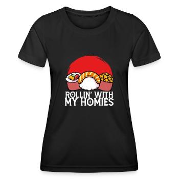 Sushi Rollin Mit Meinen Homies - Frauen Funktions-T-Shirt - Schwarz - Vorne - AI Model Female 172 light (172cm)