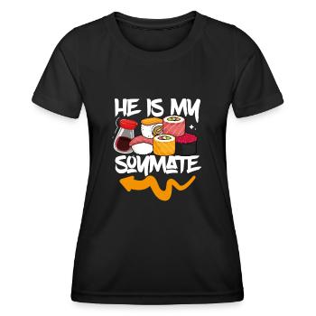 He's my soy comrade - Women's Functional T-Shirt - black - Front - AI Model Female 172 light (172cm)