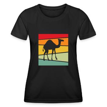Dromedar Retro - Frauen Funktions-T-Shirt - Schwarz - Vorne - AI Model Female 172 light (172cm)