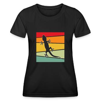 Eidechse Retro - Frauen Funktions-T-Shirt - Schwarz - Vorne - AI Model Female 172 light (172cm)