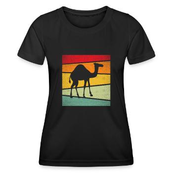 Dromedar Retro - Frauen Funktions-T-Shirt - Schwarz - Vorne - AI Model Female 172 light (172cm)