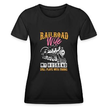 Railway Ladder, Railway Railfan - Women's Functional T-Shirt - black - Front - AI Model Female 172 light (172cm)
