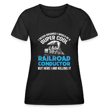 Railway Ladder, Railway Railfan - Women's Functional T-Shirt - black - Front - AI Model Female 172 light (172cm)