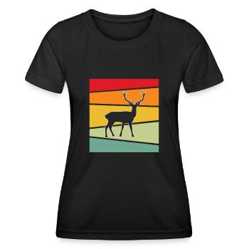Hirsch Rétro - T-shirt sport Femme - noir - Devant - AI Model Female 172 light (172cm)