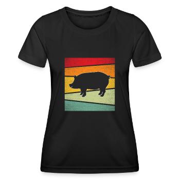 Porc Rétro - T-shirt sport Femme - noir - Devant - AI Model Female 172 light (172cm)