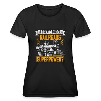 Ventilateur de chemin de fer, locomotive, conducteur de chemin de fer - T-shirt sport Femme - noir - Devant - AI Model Female 172 light (172cm)