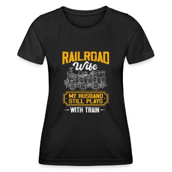 Ventilateur de chemin de fer, locomotive, conducteur de chemin de fer - T-shirt sport Femme - noir - Devant - AI Model Female 172 light (172cm)