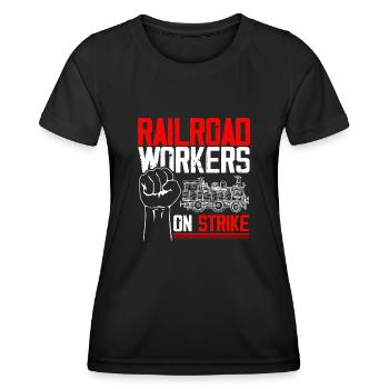 Ventilateur de chemin de fer, locomotive, conducteur de chemin de fer - T-shirt sport Femme - noir - Devant - AI Model Female 172 light (172cm)