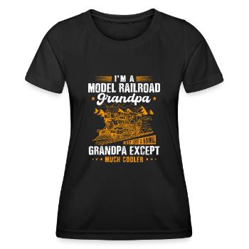 Ventilateur de chemin de fer, locomotive, conducteur de chemin de fer - T-shirt sport Femme - noir - Devant - AI Model Female 172 light (172cm)