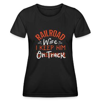 Eisenbahn, Lokomotive - Frauen Funktions-T-Shirt - Schwarz - Vorne - AI Model Female 172 light (172cm)
