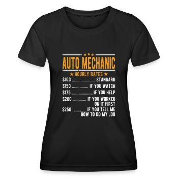 Automechaniker Stundenlohn - Frauen Funktions-T-Shirt - Schwarz - Vorne - AI Model Female 172 light (172cm)