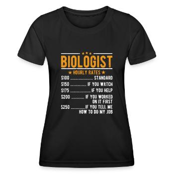 Biologe Stundenlohn - Frauen Funktions-T-Shirt - Schwarz - Vorne - AI Model Female 172 light (172cm)