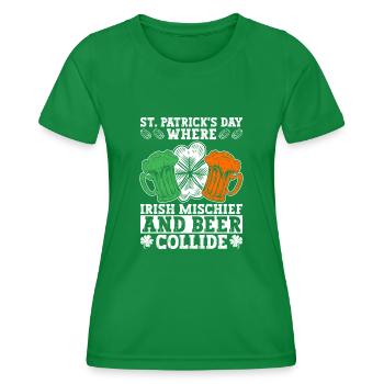 Irland Irisch Lustig Spruch St Patricks Day - Frauen Funktions-T-Shirt - Kelly Green - Vorne - AI Model Female 172 dark (172cm)
