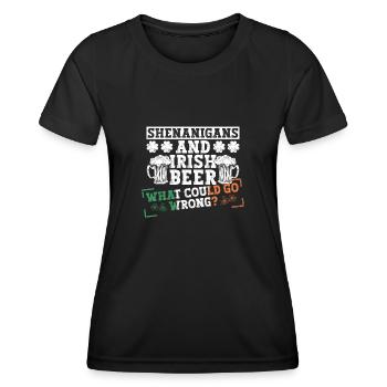Irland Irisch Lustig Spruch St Patricks Day - Frauen Funktions-T-Shirt - Schwarz - Vorne - AI Model Female 172 light (172cm)