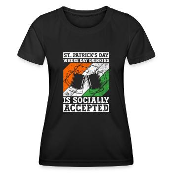 Irland Irisch Lustig Spruch St Patricks Day - Frauen Funktions-T-Shirt - Schwarz - Vorne - AI Model Female 172 light (172cm)