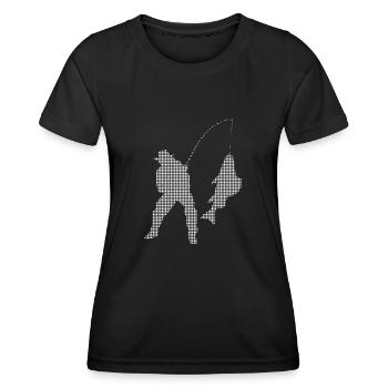 Angeln - Frauen Funktions-T-Shirt - Schwarz - Vorne - AI Model Female 172 light (172cm)