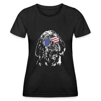 Spinone Italiano America Flag Dogs Wilsigns - Women's Functional T-Shirt - black - Front - AI Model Female 172 light (172cm)