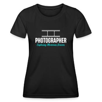 Photographe, Photographie - T-shirt sport Femme - noir - Devant - AI Model Female 172 light (172cm)