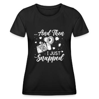 Photographe, Photographie - T-shirt sport Femme - noir - Devant - AI Model Female 172 light (172cm)