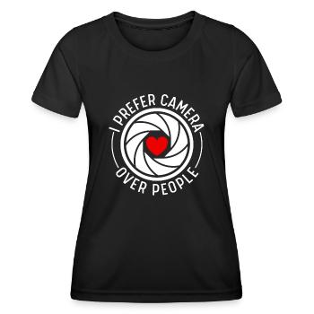 Photographe, Photographie - T-shirt sport Femme - noir - Devant - AI Model Female 172 light (172cm)