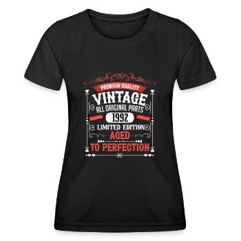 1992 Année de naissance Né Anniversaire Vintage - T-shirt sport Femme - noir - Devant - AI Model Female 172 light (172cm)