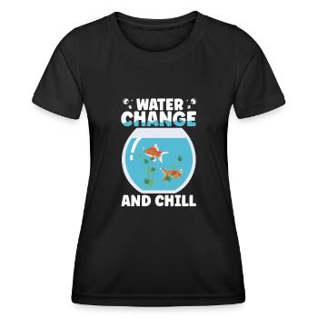 Changement d’eau et cadeau aquatique de détente - T-shirt sport Femme - noir - Devant - AI Model Female 172 light (172cm)