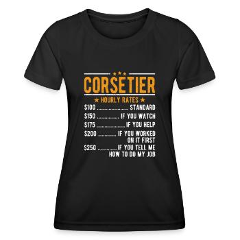 Corset corsetCorset mangeur salaire horaire - T-shirt sport Femme - noir - Devant - AI Model Female 172 light (172cm)