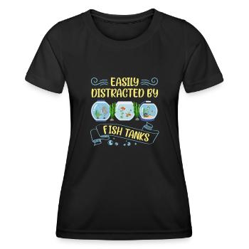 Facilement distrait par l’aquarium aquatique amusant - T-shirt sport Femme - noir - Devant - AI Model Female 172 light (172cm)